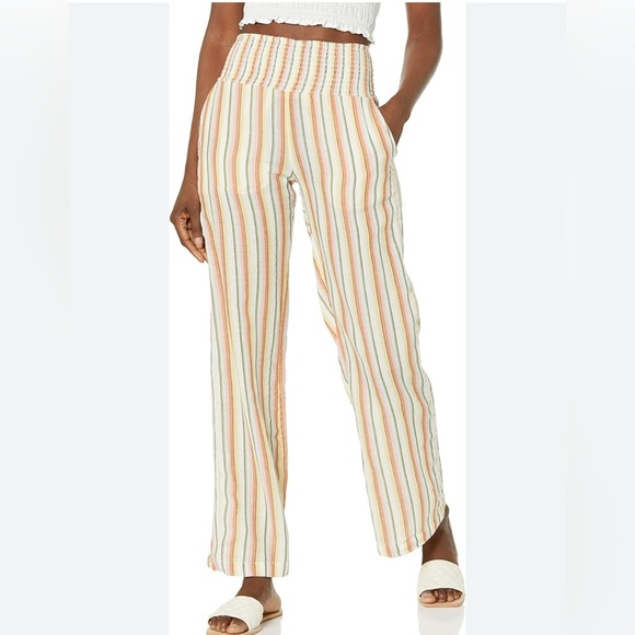 BILLABONG New Waves 2 Cotton Pants Size Large Stripped Tan - Picture 1 of 9